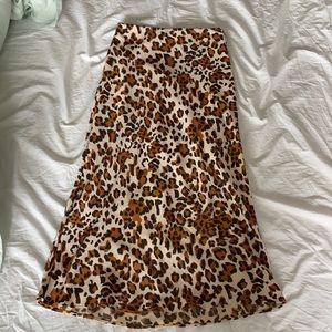 Babaton Leopard Print Slip Skirt